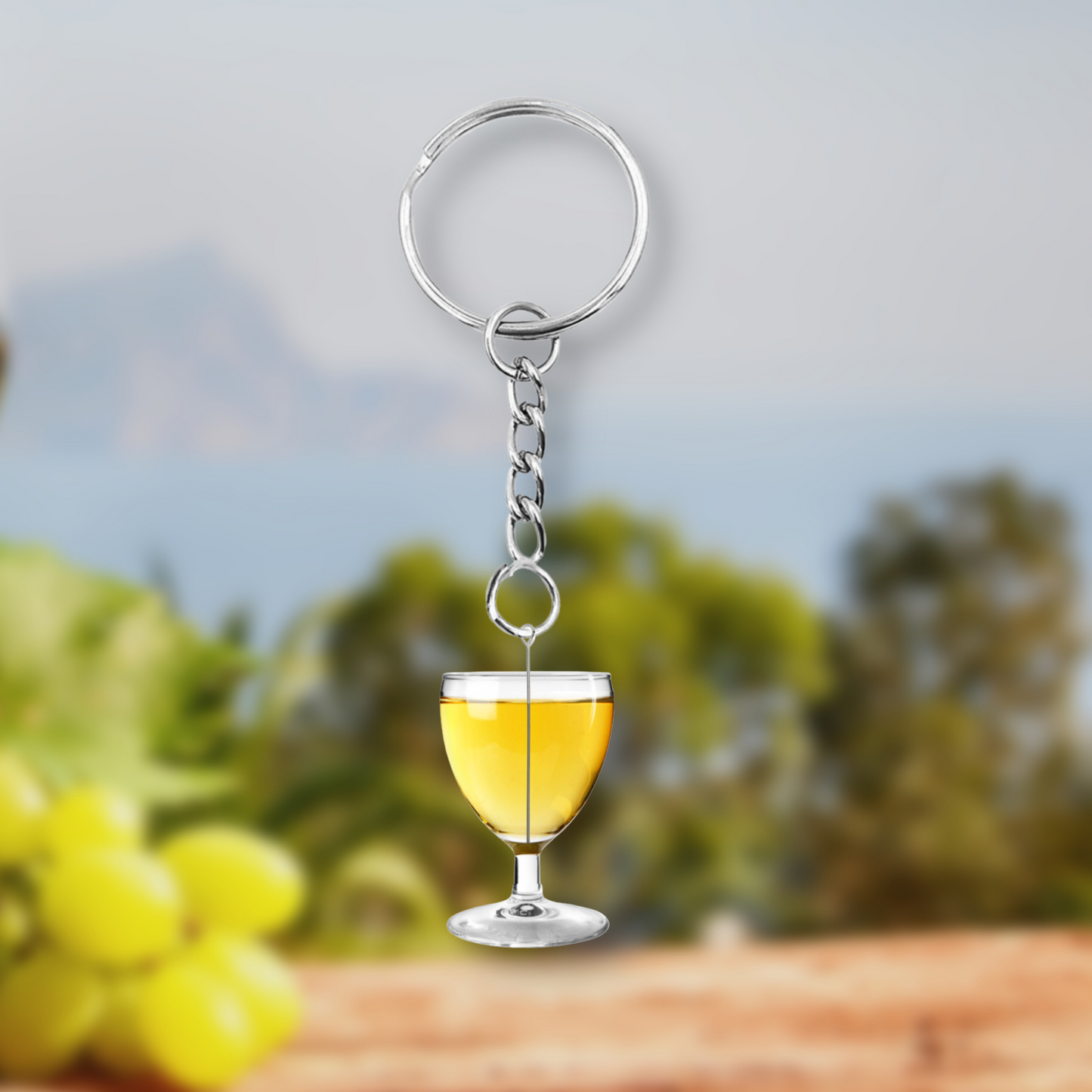 White Wine Glass Keyring