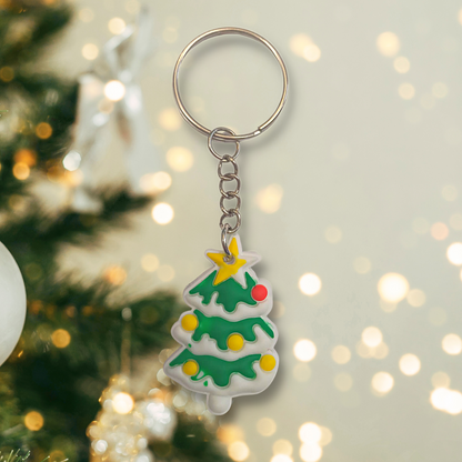 Snowy Christmas Tree Keyring