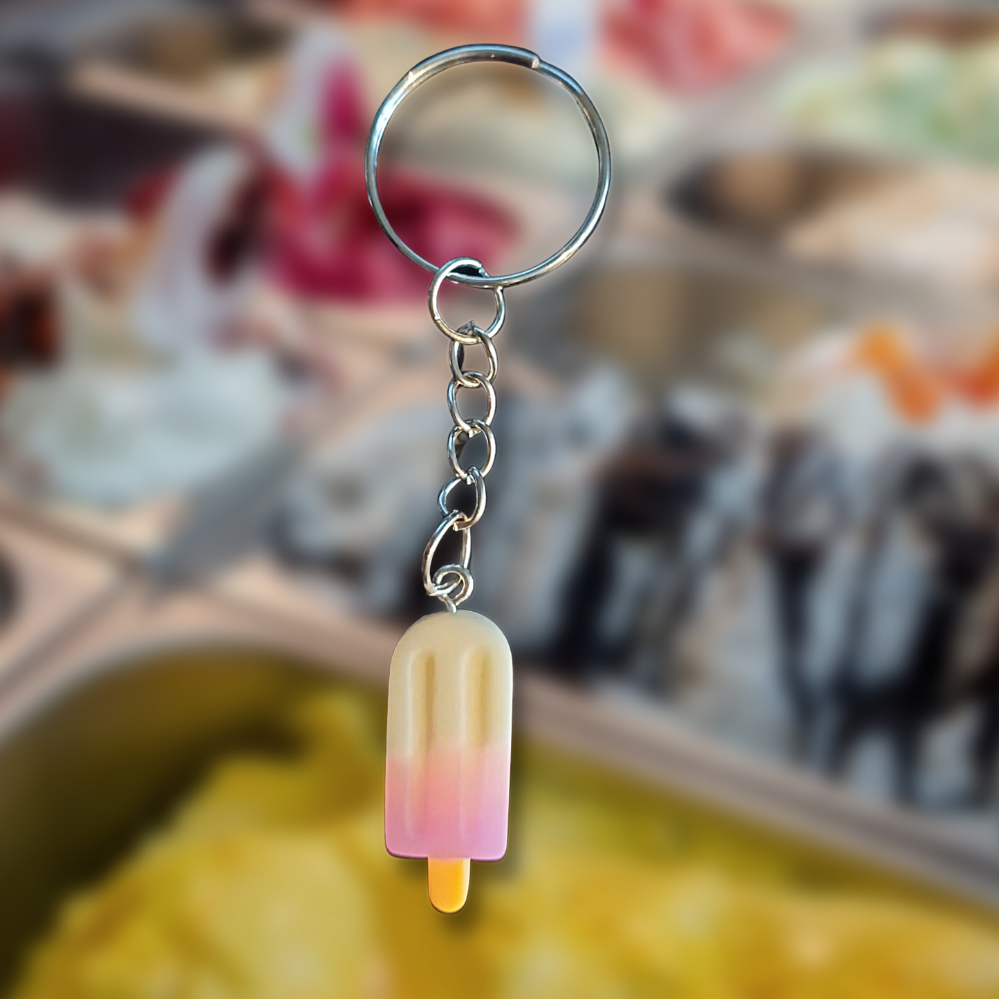 White Ice Cream Keyring