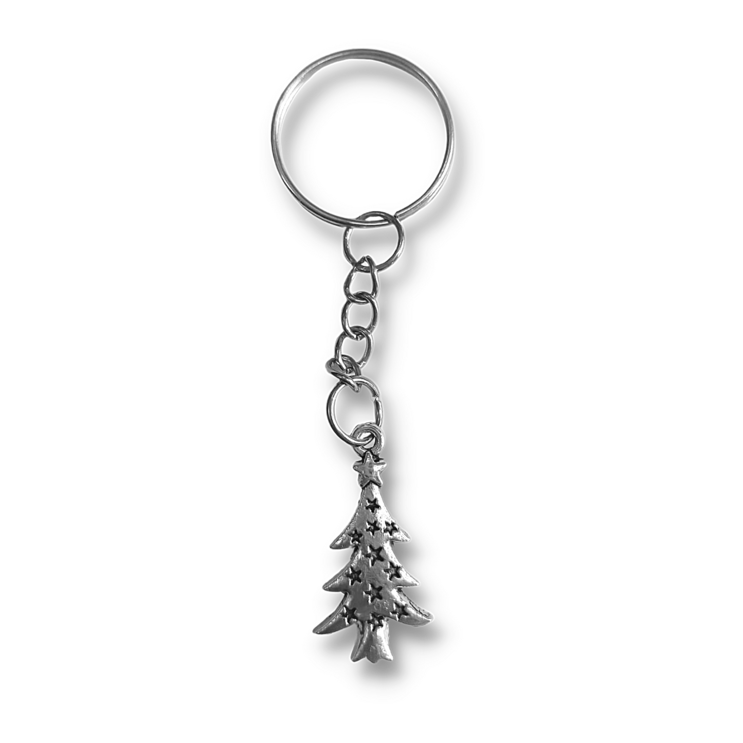 Silver Christmas Tree Keyring