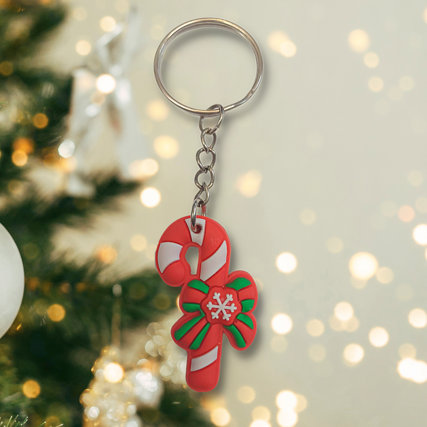 Red Candy Cane Keyring