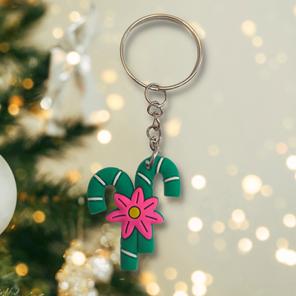 Green Candy Cane Keyring