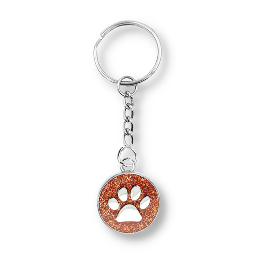 Orange Crystal Paw Keyring