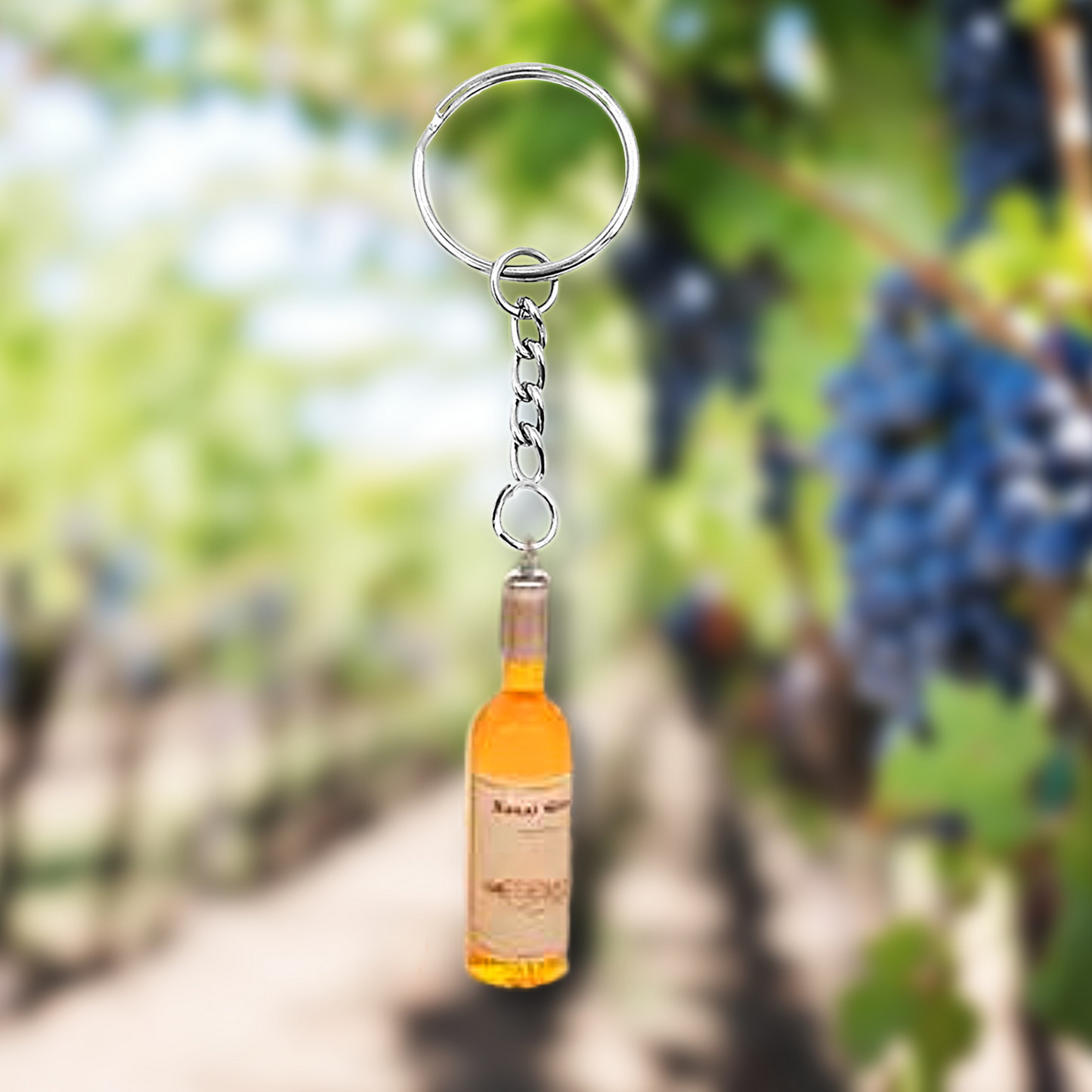 Vintage Wine Bottle Keyring (Various Colours)