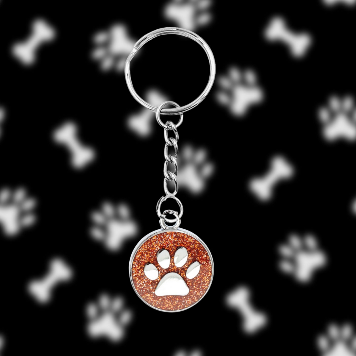 Orange Crystal Paw Keyring