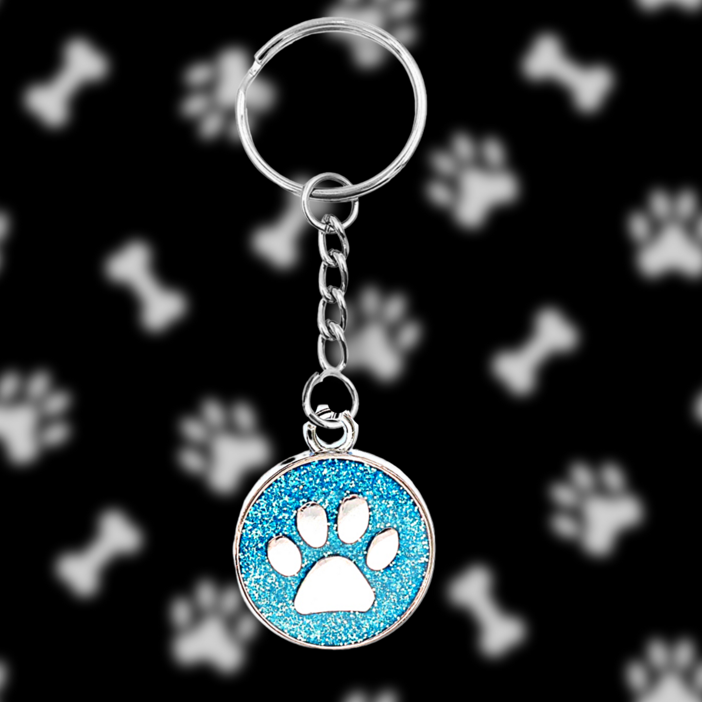 Blue Crystal Paw Keyring